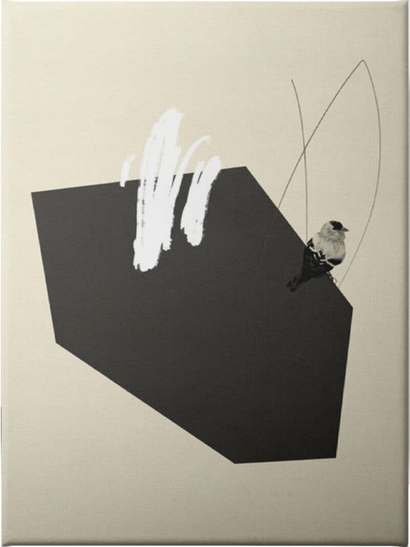 Steel Sequin with Bird IV - Unframed Canvas Unframed Canvas