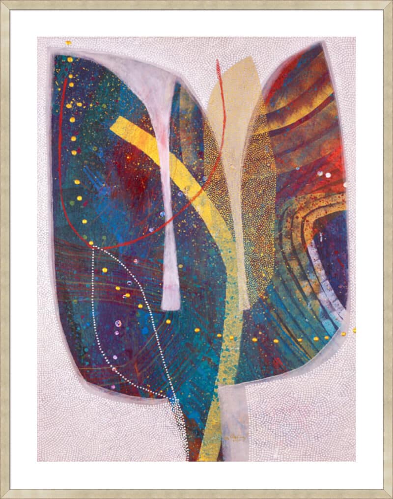 Deconstucted Floral I - 5cm White Border Sm. Box Champagne