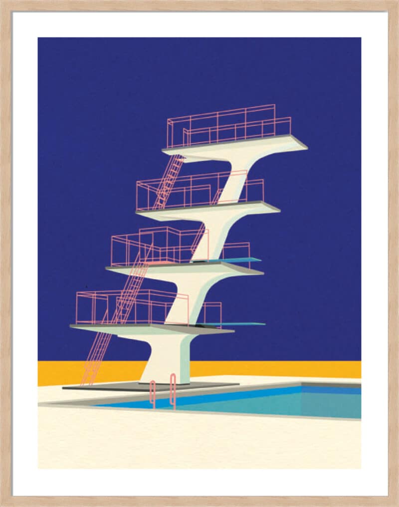 Diving Tower - 5cm White Border Box Natural