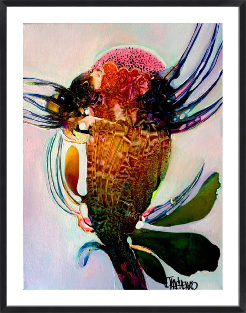 Flower T - 5cm White Border Box Black