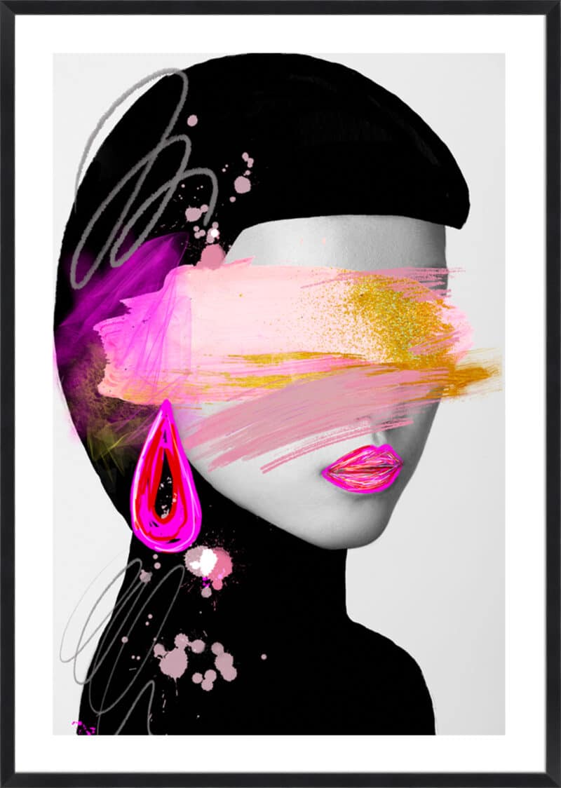 Glam - 5cm White Border Box Black