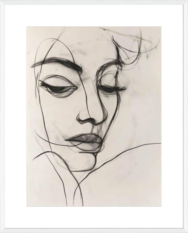 Line Drawing of a Woman - 10cm Mount Board Box White