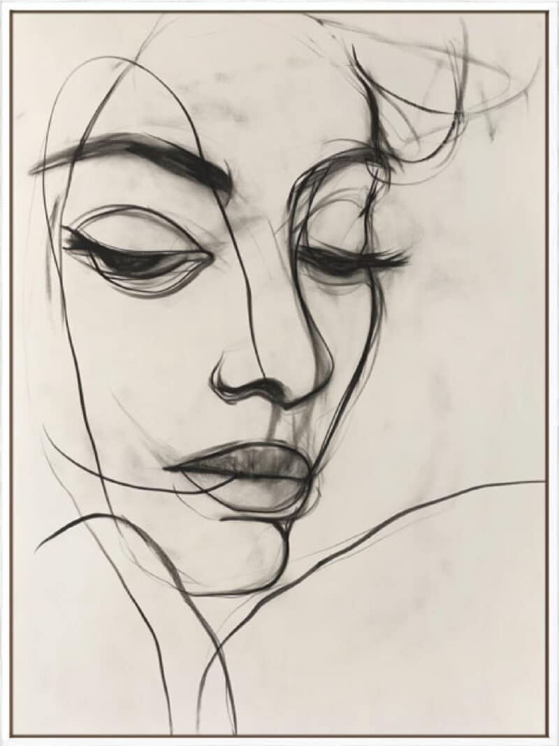 Line Drawing of a Woman - Canvas Gallery White
