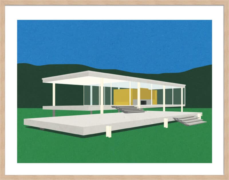 Ludwig Mies Van Der Rohe Farnsworth House - 5cm White Border Box Natural
