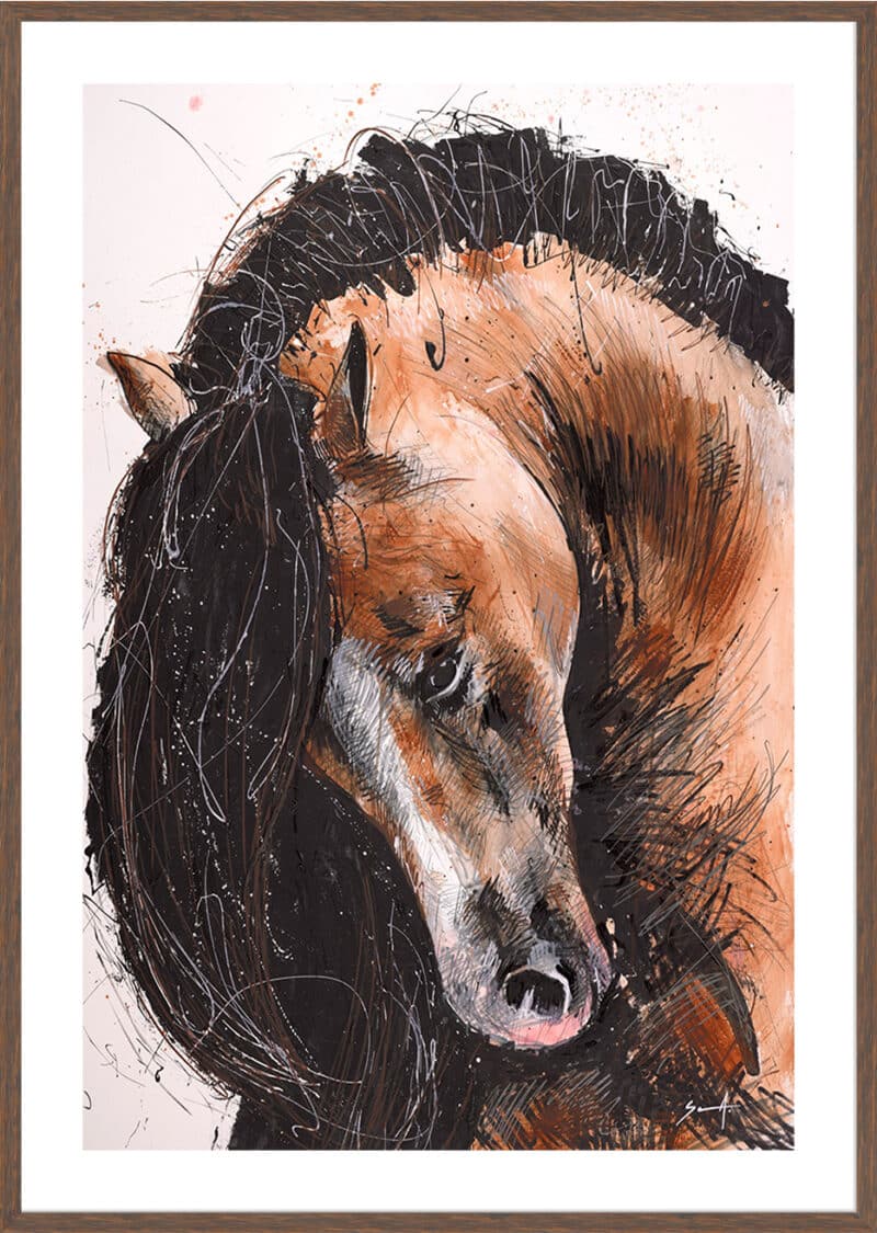 Majestic pose - 5cm White Border Box Walnut