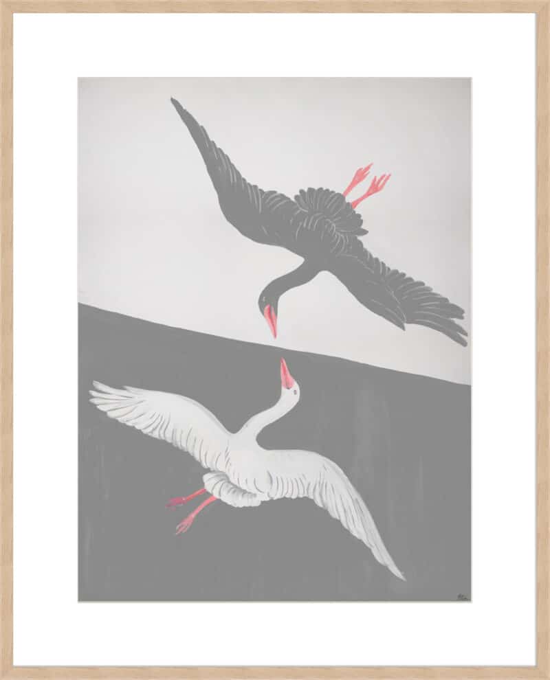 Mirrored Swan I - 10cm Mount Board Box Natural