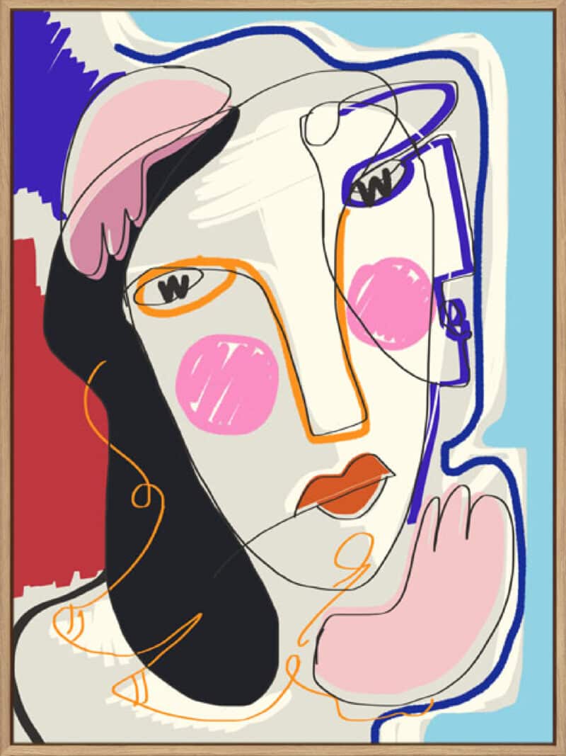 Muse Line Art Portrait - Canvas Gallery Natural