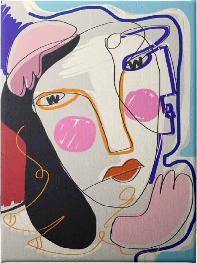 Muse Line Art Portrait - Unframed Canvas Unframed Canvas