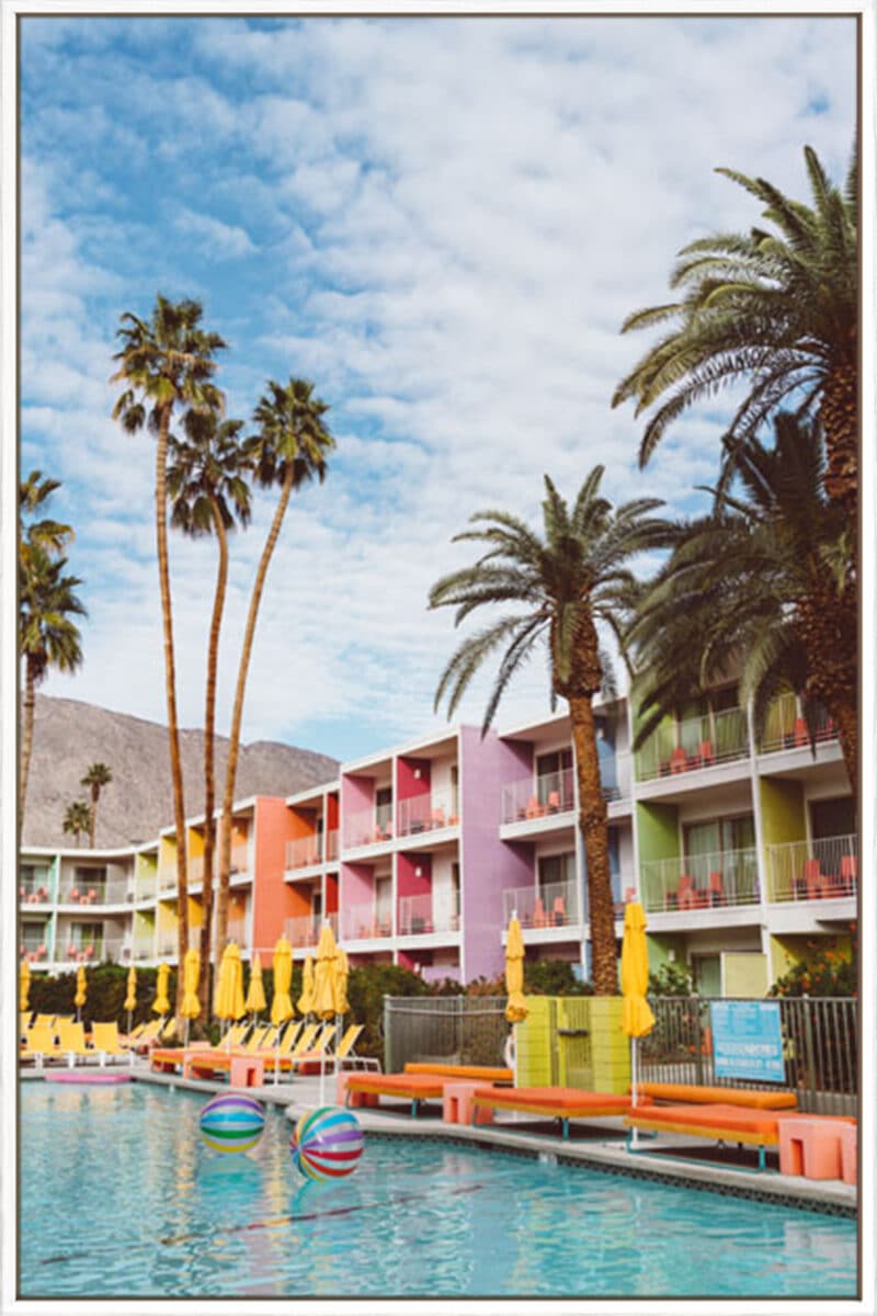 Palm Springs Pool Day VII - Canvas Gallery White