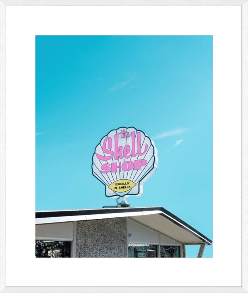 Shell Shop Vintage Sign - 10cm Mount Board Box White