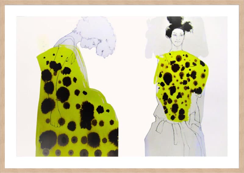 Yellow with black dots - 5cm White Border Box Natural