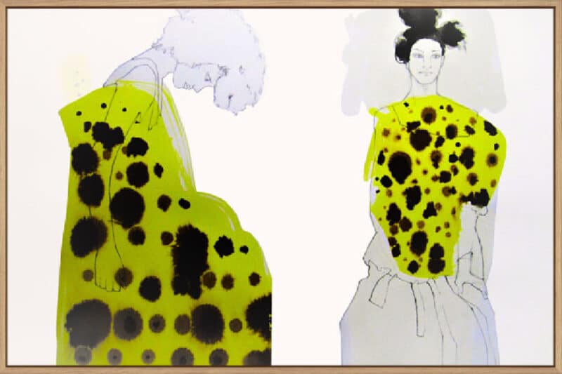 Yellow with black dots - Canvas Gallery Natural